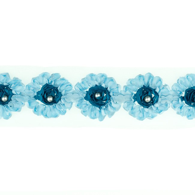 [031R] Zweifarbig Blume Mit Perle