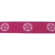 [223R-42924] [223R] Gummiband Mit Gewebte Stern Rund Zweifarbig 40 mm (Dunkel Pink)