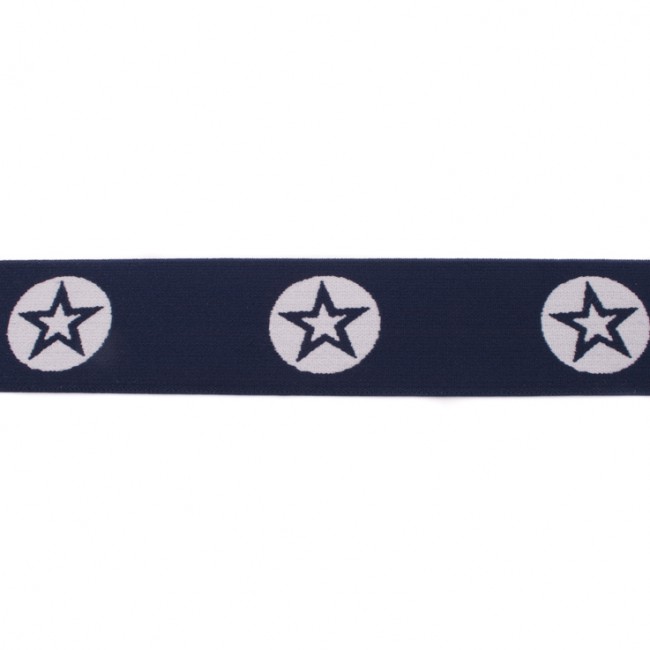 [223R] Elastic With Woven Star Round 2-Coloured 40 mm