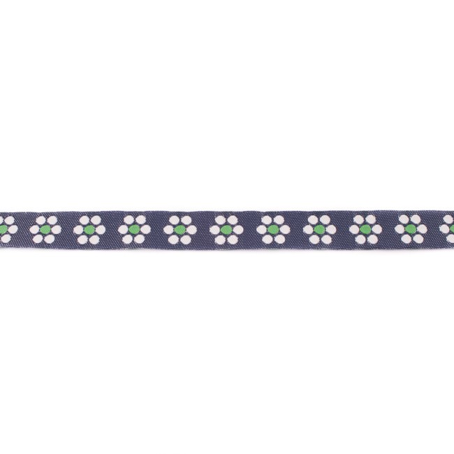 [308R] Jeansband med vävd blomma