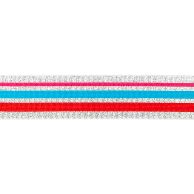 [461R] Gummiband Lurex Silber