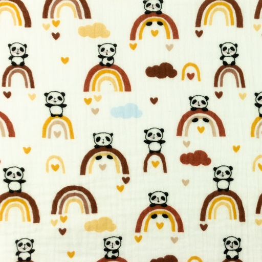 [S962R] Double Gauze Cotton Crinkled Panda