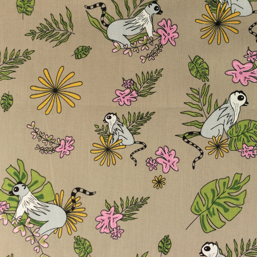 [S1048L] Poplin Tryck Lemur