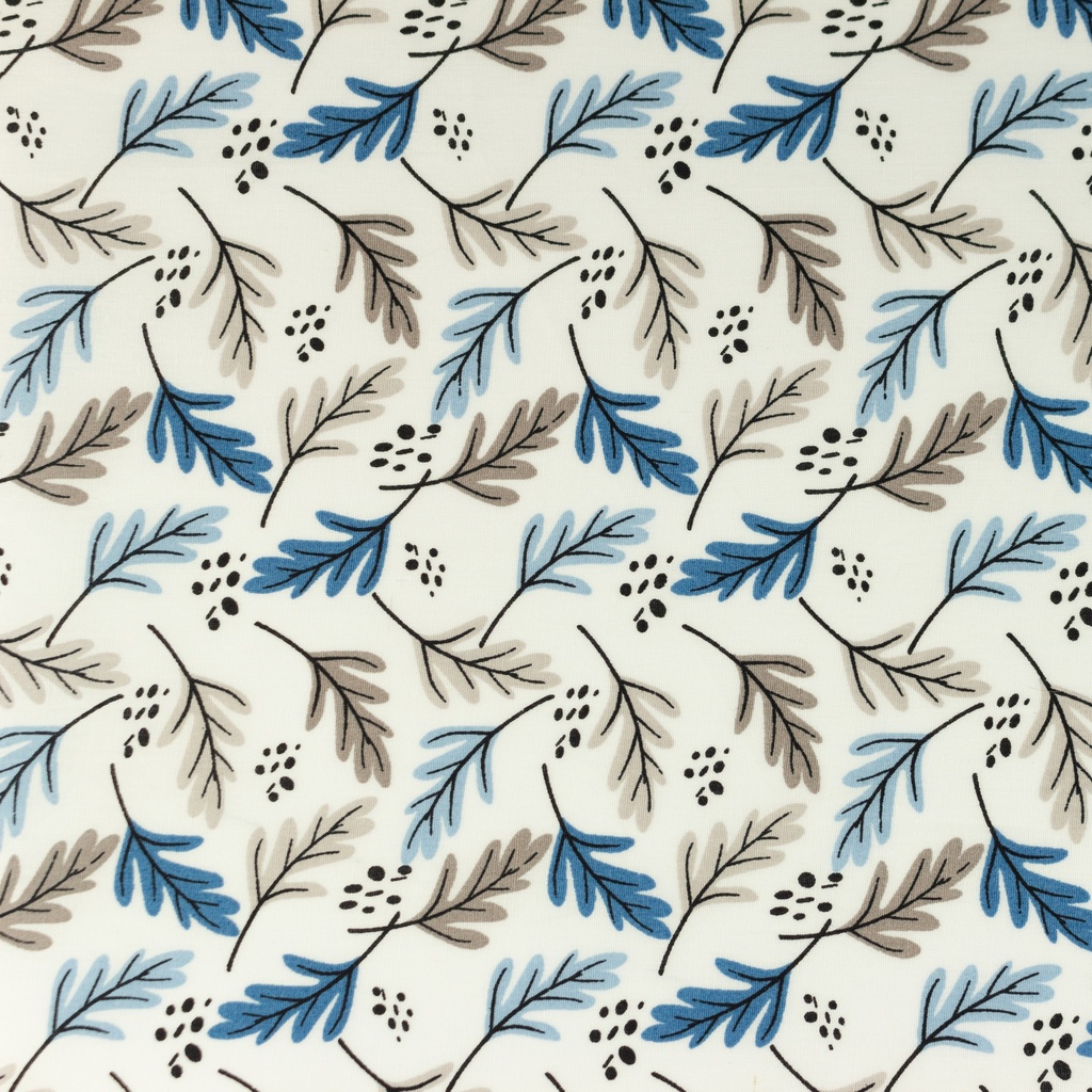 [S1053R] Poplin Printed Leaves Snoozy Fabrics