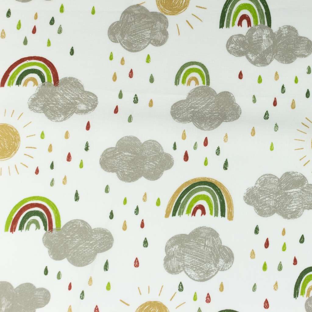 [S1056R] Poplin Printed Rainbow Clouds Snoozy Fabrics