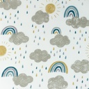 [S1056R-183476] [S1056R] Poplin Printed Rainbow Clouds Snoozy Fabrics (Jeans)