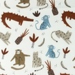 [S1057R-183693] [S1057R] Double Gauze Cotton Flat Animals (Old Blue)