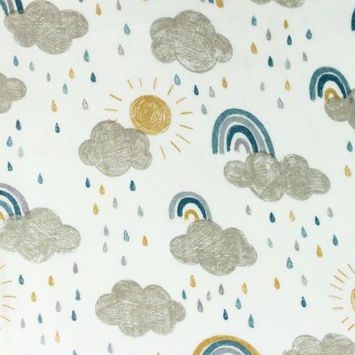 [S1063L] Double Gauze Cotton Flat Rainbow Clouds Snoozy Fabrics