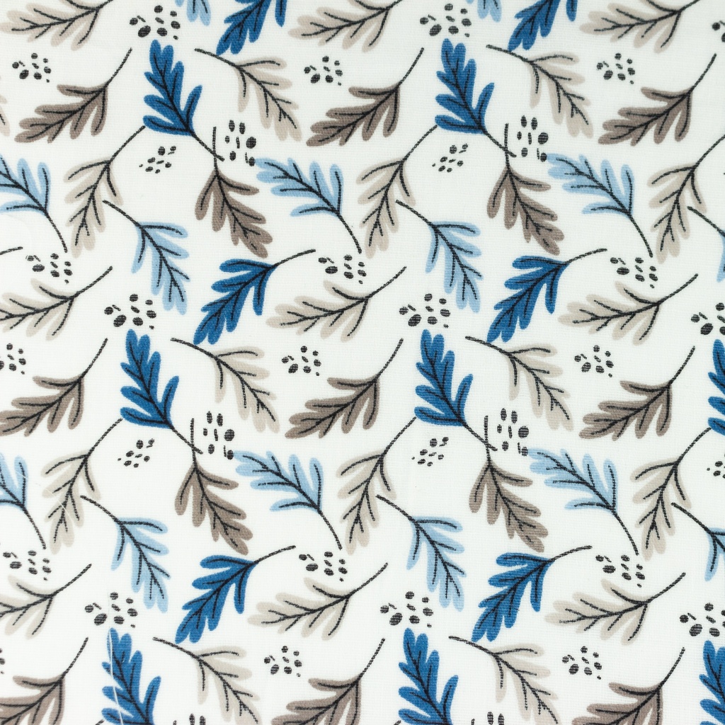[S1064R] Doppio Garza Cotone Piatto Foglie Snoozy Fabrics