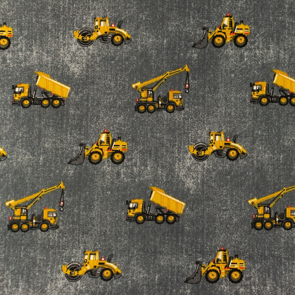 [S1090R] Poplin Printed Jeans Construction Vehicles