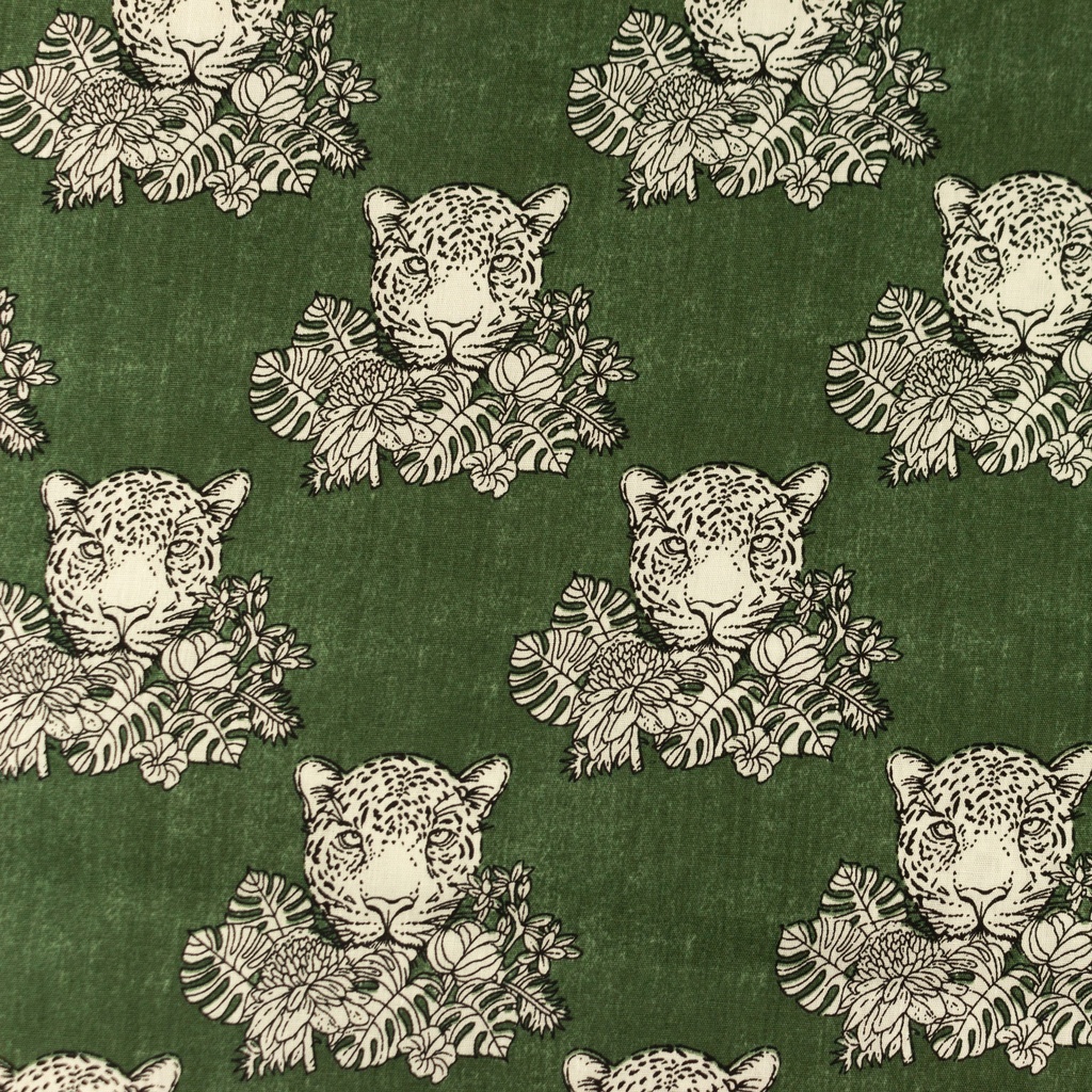 [S1092L] Popeline Imprimé Jeans Mélange Léopard