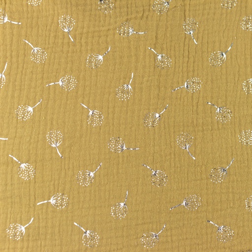 [S1103R] Double Gauze Crinkled Silver Dandelion