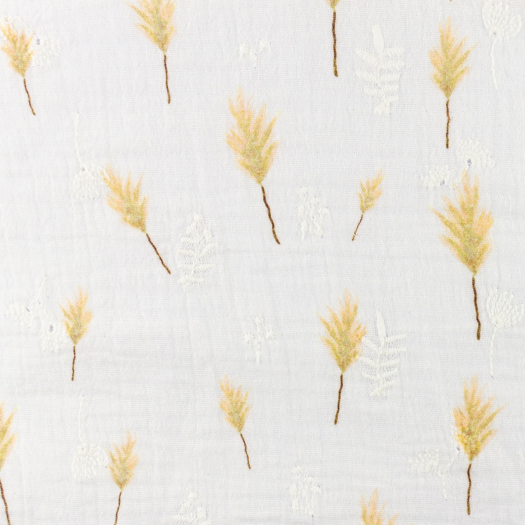 [S1126R] Double Gauze Crinkled Closed Embroidery Flair Digital 1 Snoozy Fabrics