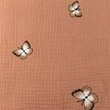 [S1130L-182956] [S1130L] Double Gauze Crinkled Closed Embroidery Butterfly Snoozy Fabrics (Salmon)