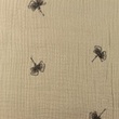 [S1131R-182973] [S1131R] Double Gauze Crinkled Ginkgo Tone In Tone Embroidery Snoozy Fabrics (Pebble)