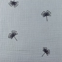 [S1131L-182971] [S1131L] Double Gauze Crinkled Ginkgo Tone In Tone Embroidery Snoozy Fabrics (Baby Blue)
