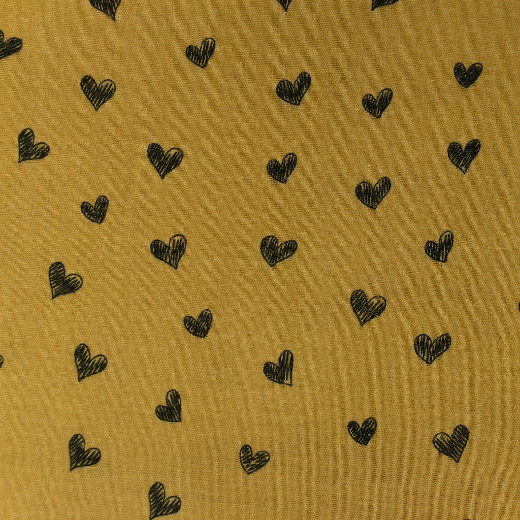 [S1135R] Double Gauze Flat Printed Draw Heart Snoozy Fabrics