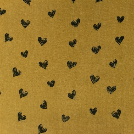 [S1135L] Double Gauze Flat Printed Draw Heart Snoozy Fabrics