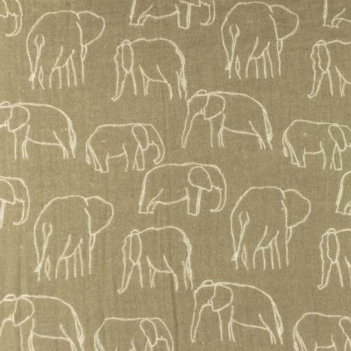 [S1137L] Double Gauze Elephants Snoozy Fabrics