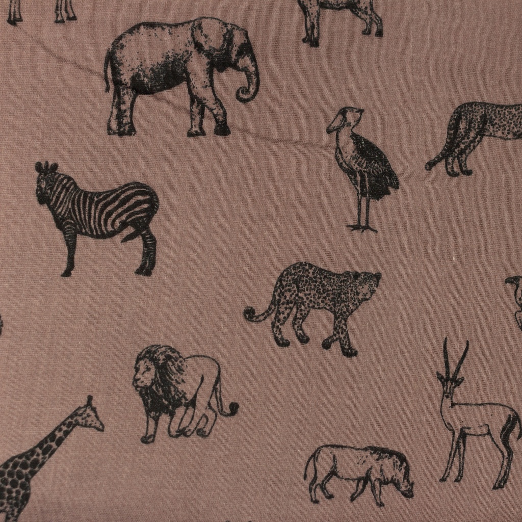 [S1140R] Double Gauze Flat Printed Wildlife Snoozy Fabrics