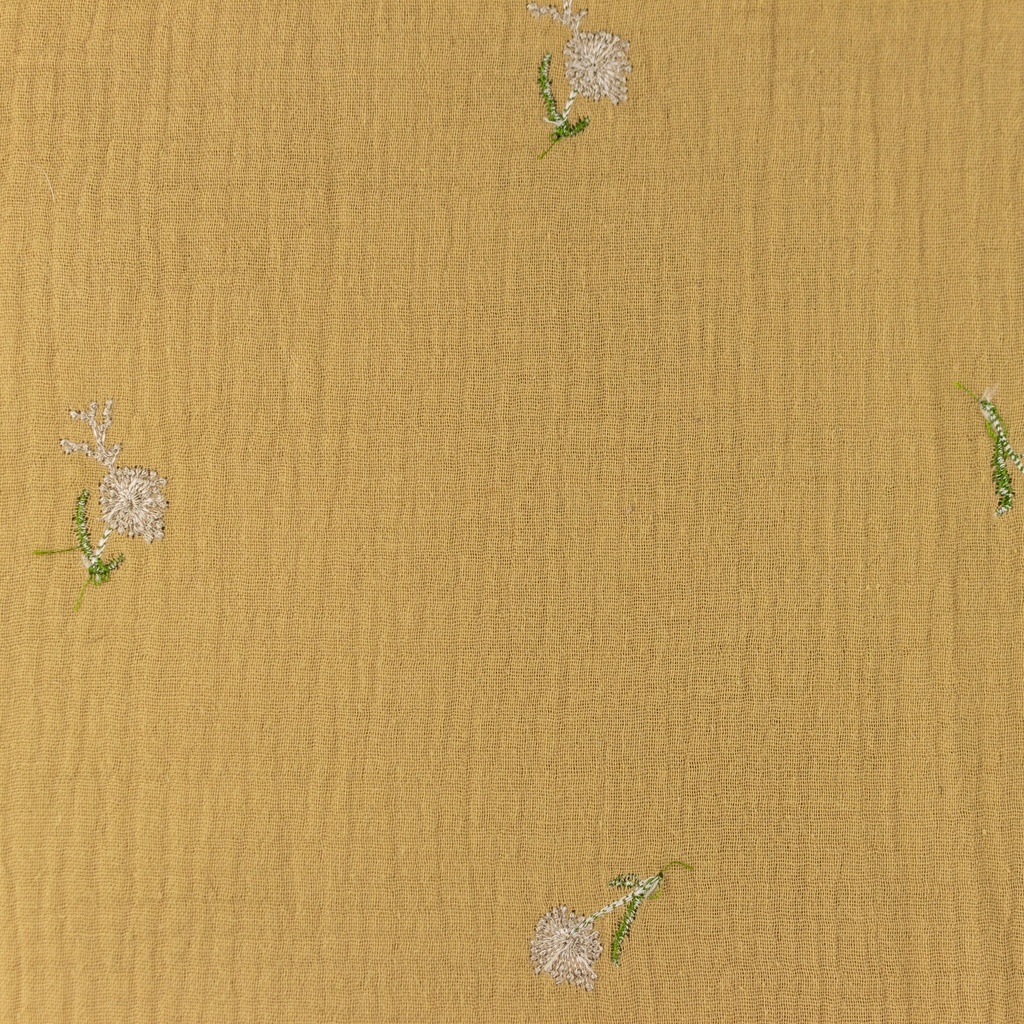[S1144L] Double Gauze Closed Embroidery Dutch Flower