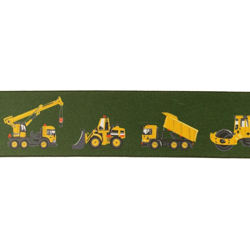 [673R] Elastic With Printed Construction Vehicles 40 mm