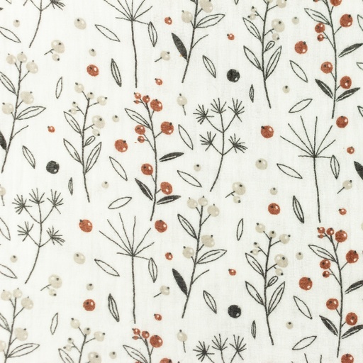[S1158L] Double Gauze Crinkled Printed Wild Berries Snoozy Fabrics