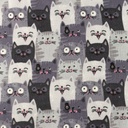 [S1160R-183737] [S1160R] Double Gauze Flat Printed Cats (Grey)