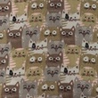 [S1160L-183735] [S1160L] Double Gauze Flat Printed Cats (Pebble)
