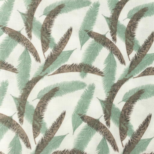 [S1161R] Double Gauze Flat Printed Cocos Leaf Small