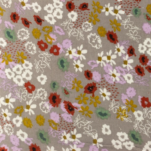 [S1162L] Double Gauze Flat Printed Flowers