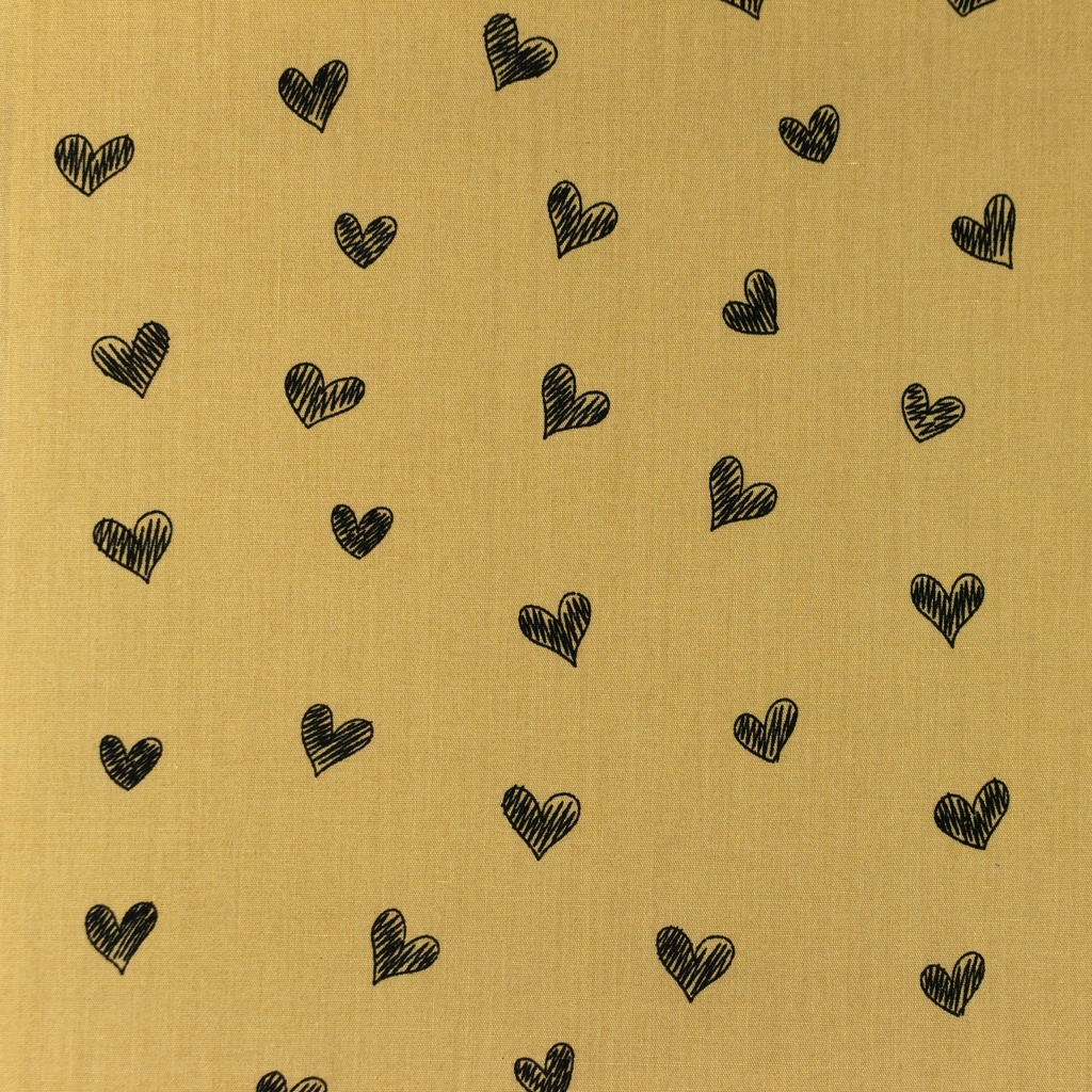 [S1155R] Popeline Stampato Firmato Cuore Snoozy Fabrics