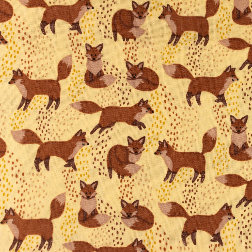 [S1168R] Double Gauze Flat Printed Fox