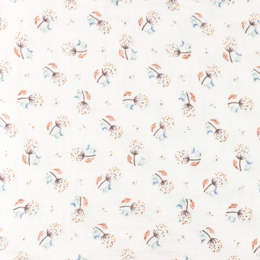 [S1173R] Double Gauze Crinkled Printed Dandelion