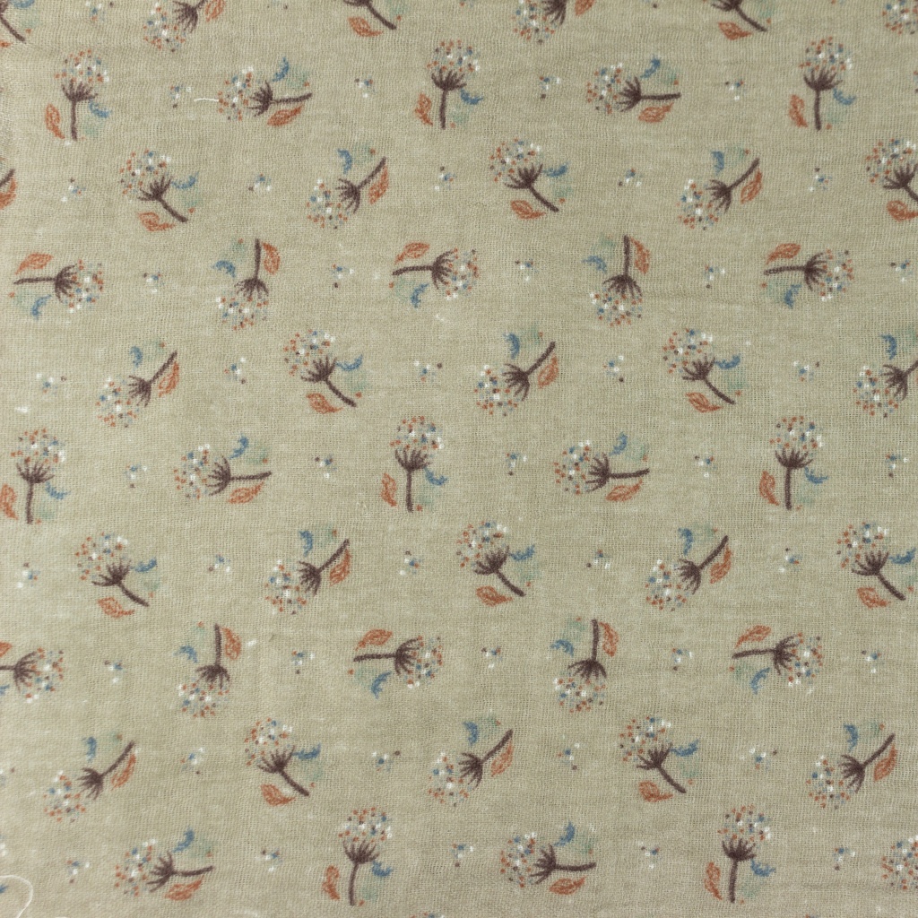 [S1173R] Double Gauze Crinkled Printed Dandelion