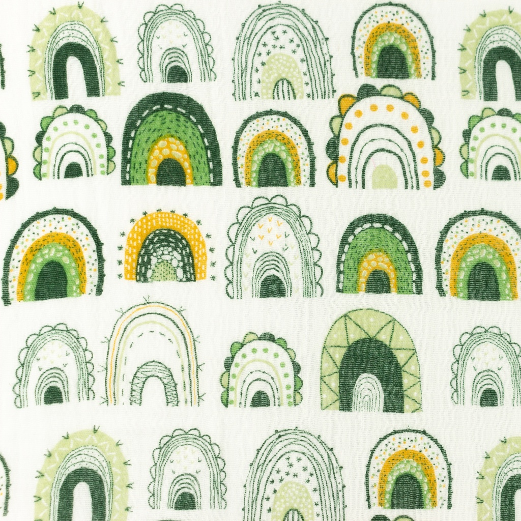[S1175R] Double Gauze Crinkled Printed Rainbows