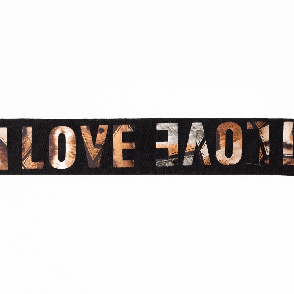 [693] Polyamid Gummiband Love Silber