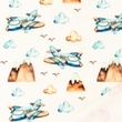 [S1317L-186428] [S1317L] French Terry Digital Printed Blue Skies (Airplane Cloud)