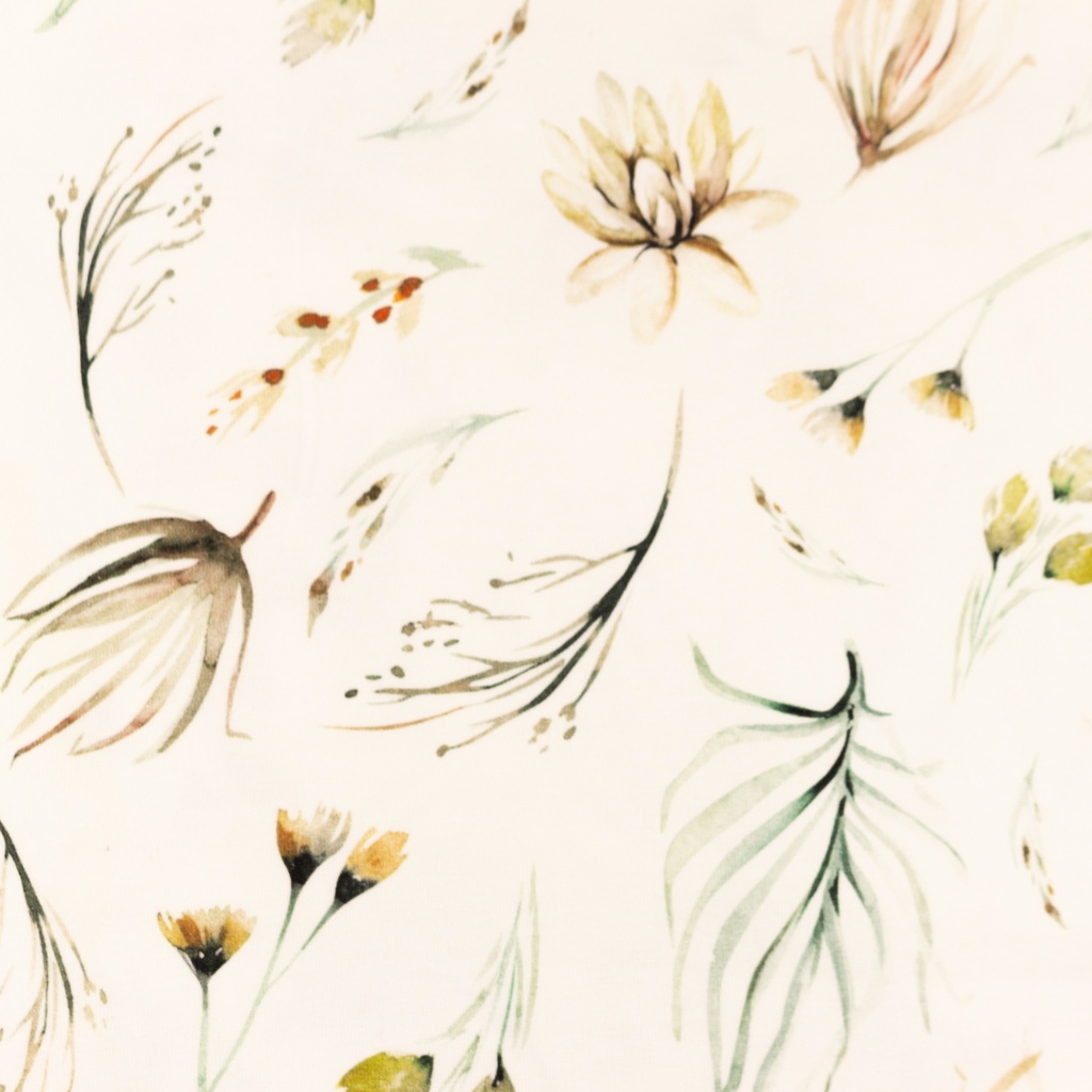 [S1349L] Jersey Digital Printed Pastel Leaves Snoozy Fabrics
