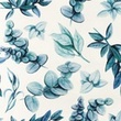 [S1350L-186646] [S1350L] Jersey Digital Printed Blue Leaves Snoozy Fabrics (Design A)