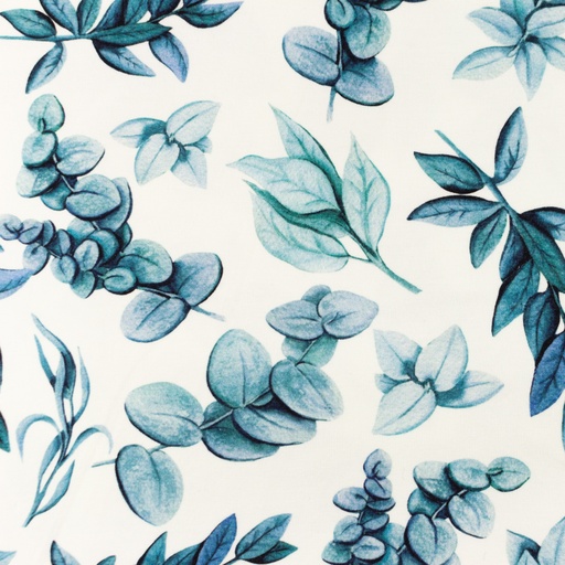 [S1350L] Jersey Digital Printed Blue Leaves Snoozy Fabrics