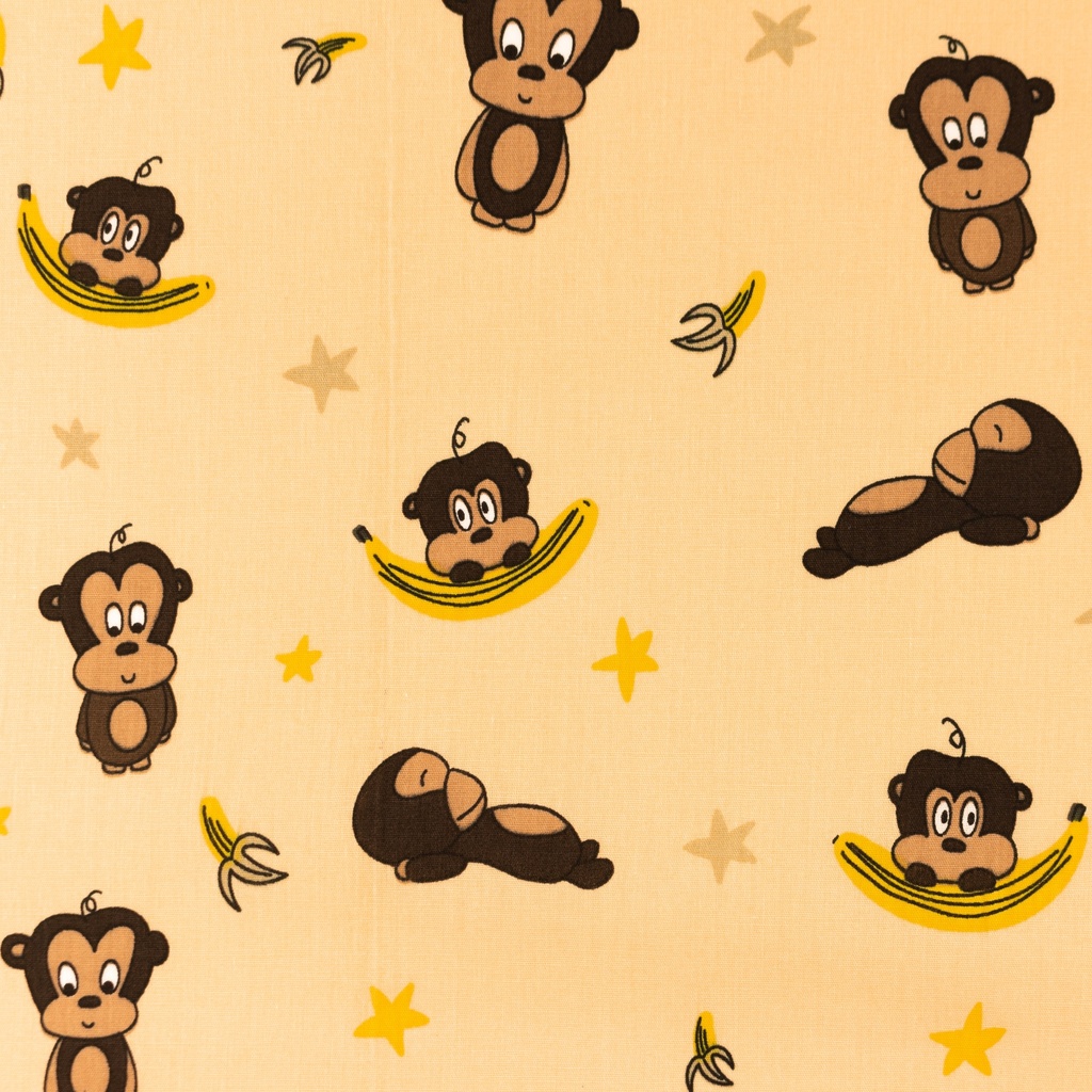 [S1408L] Poplin Printed Monkeys Snoozy Fabrics