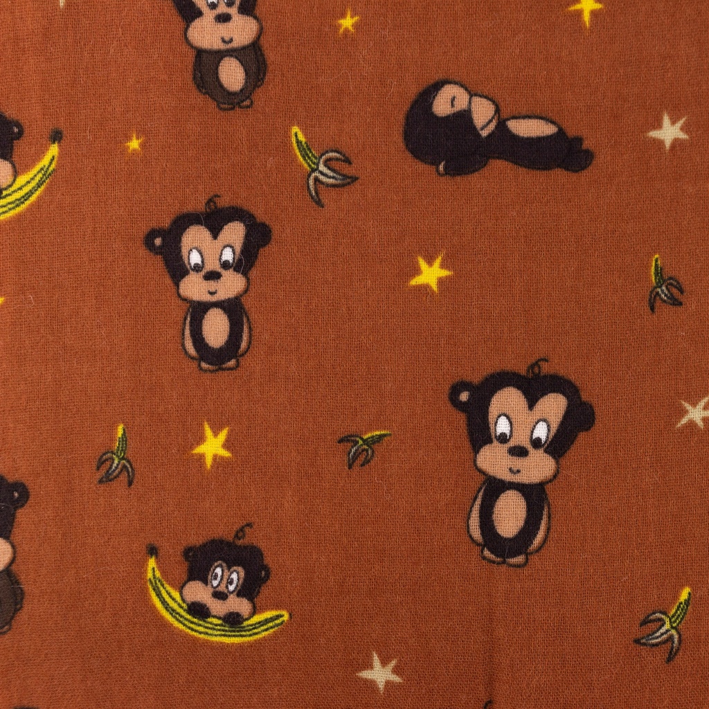 [S1409L] Double Gauze Crinkled Printed Monkeys Snoozy Fabrics