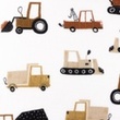[S1411L-187115] [S1411L] Double Gauze Crinkled Printed Trucks Snoozy Fabrics (Brick)