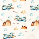 [S1317R-186428] [S1317R] French Terry Digital Printed Blue Skies (Airplane Cloud)