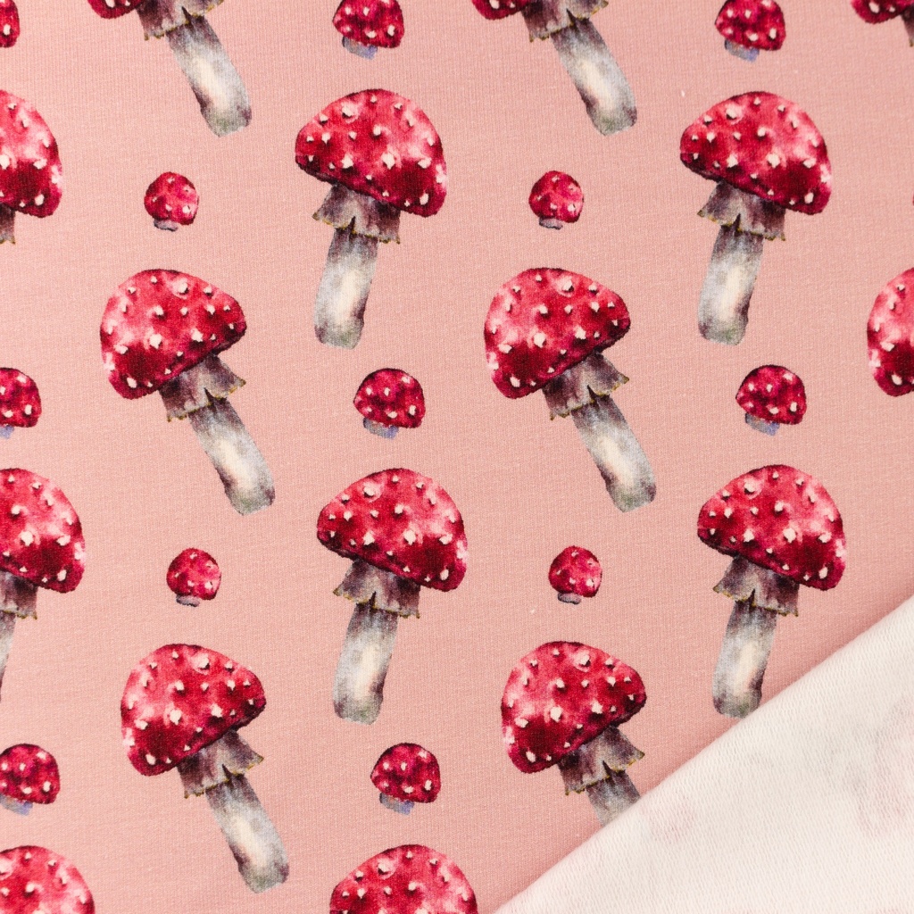 [S1321R] French Terry Digital Printed Mushrooms