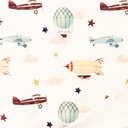 [S1323R-186463] [S1323R] French Terry Digital Printed Vintage (Airplane)