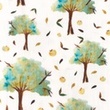 [S1245R-185739] [S1245R] Double Gauze Crinkled Digital Printed Mix Oak Snoozy Fabrics (Turquoise)