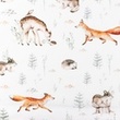 [S1248R-185768] [S1248R] Poplin Digital Printed Mix Leif Snoozy Fabrics (Deer)