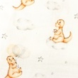 [S1254R-185813] [S1254R] Double Gauze Crinkled Digital Printed Mix Cloudy Snoozy Fabrics (Dino's)